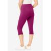 Woman Within Plus Size Petite Stretch-Cotton Knit Pull-On Pocket Capri Leggings(Raspberry)