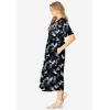Woman Within Plus Size Short-Sleeve Button-Front Pocket Dress (Petite Available) – 2X, Black Graphic Bloom