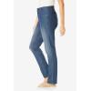 Woman Within Plus Size Stretch Built-in Slimming Panel Straight Leg Jeans(Midnight Sanded)
