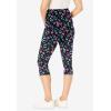 Woman Within Plus Size Stretch-Cotton Knit Pull-On Printed Pocket Capri Leggings(Multi Graphic Floral)