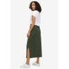 ellos Plus Size Cotton Spandex Pull On A Line Maxi Skirt(Deep Olive)