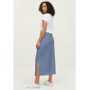ellos Plus Size Cotton Spandex Pull On A Line Maxi Skirt(Pale Indigo)