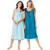 Only Necessities Plus Size 2-Pack Sleeveless Nightgown(Deep Teal Pale Ocean)
