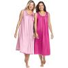 Only Necessities Plus Size 2-Pack Sleeveless Nightgown(Paradise Pink Pink)