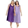Only Necessities Plus Size 2-Pack Sleeveless Nightgown(Plum Burst Soft Iris)