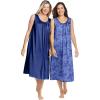 Only Necessities Plus Size 2-Pack Sleeveless Nightgown(Ultra Blue French Blue Flower)