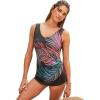 Swim 365 Women’s Plus Size Cargo Swim Short with Built-in Brief(Ombre Palm Placement)