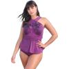 Swim 365 Women’s Plus Size Lace-appliquéd High-Neck Tankini(Spice)