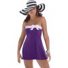 Swimsuits for All Swim 365 Women’s Plus Size Bandeau Swimdress(Grape Jam White)