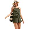 Swimsuits for All Swim 365 Women’s Plus Size High-Neck Swim Romper(Olive)