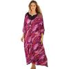 Swimsuits for All Swim 365 Women’s Plus Size Long Embellished Cover Up(Merlot Mixed Animal)