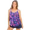 Swimsuits for All Swim 365 Women’s Plus Size Longer-Length Tiered-Ruffle Tankini Top(Navy Tropical Floral)