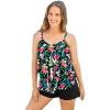 Swimsuits for All Swim 365 Women’s Plus Size Longer-Length Tiered-Ruffle Tankini Top(Oasis Floral)