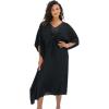 Swimsuits for All Swim 365 Women’s Plus Size Ruched Caftan Cover Up(Black)