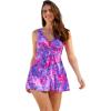 Swimsuits for All Swim 365 Women’s Plus Size Twist-Front Swim Dress(Bright Fuchsia Watercolor Floral)
