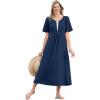 Woman Within Plus Size Layered Knit Empire Dress(Navy)