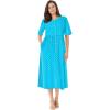 Woman Within Plus Size Short-Sleeve Button-Front Pocket Dress (Petite Available) – L, Blue Polka Dot