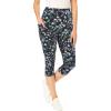 Woman Within Plus Size Stretch-Cotton Knit Pull-On Printed Pocket Capri Leggings(Black Blue Butterflies)