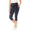 Woman Within Plus Size Stretch-Cotton Knit Pull-On Printed Pocket Capri Leggings(Multi Graphic Floral)
