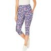Woman Within Plus Size Stretch-Cotton Knit Pull-On Printed Pocket Capri Leggings(Navy Happy Ditsy)
