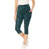 Woman Within Plus Size Stretch-Cotton Knit Pull-On Printed Pocket Capri Leggings(Waterfall Dots)