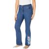 Woman Within Plus Size Tall Stretch Denim Five-Pocket Bootcut Jeans(Medium Stonewash Floral Embroidery)