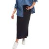 ellos Plus Size Cotton Spandex Pull On A Line Maxi Skirt(Black)