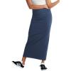 ellos Plus Size Cotton Spandex Pull On A Line Maxi Skirt(Navy)