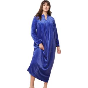 Only Necessities Plus Size Smocked Velour Long Robe