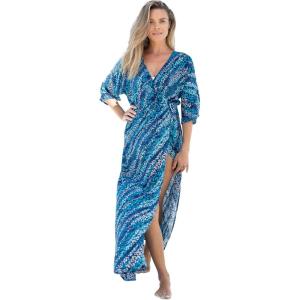Swimsuits for All Swim 365 Women’s Plus Size Faux-Wrap Swim Cover Up(Multi Dot Animal)