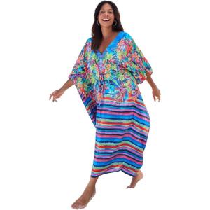 Swimsuits for All Swim 365 Women’s Plus Size Ruched Caftan Cover Up(Rainbow Paradise)
