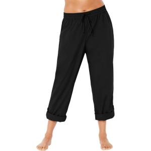 Swimsuits for All Swim 365 Women’s Plus Size Taslon Cover Up Roll-Up Pant(Black)