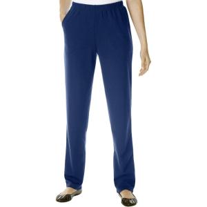 Woman Within Plus Size Straight-Leg Stretch Ponte-Knit Pull-On Pants(Navy)