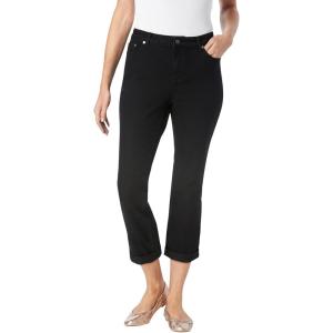 Woman Within Plus Size Stretch Denim Five-Pocket Girlfriend Jeans(Black Denim)