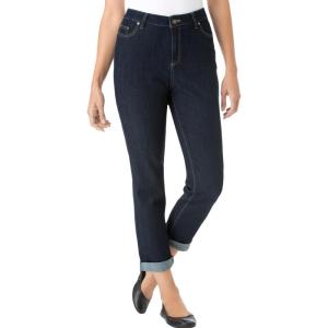 Woman Within Plus Size Stretch Denim Five-Pocket Girlfriend Jeans(Indigo)