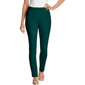Woman Within Plus Size Stretch-Denim Slim-Leg Five-Pocket Jeans(Emerald Green)