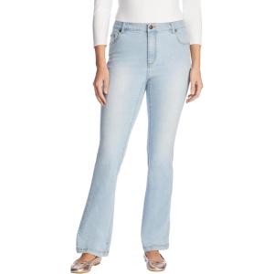 Woman Within Plus Size Tall Stretch Denim Five-Pocket Bootcut Jeans(Light Wash Sanded)