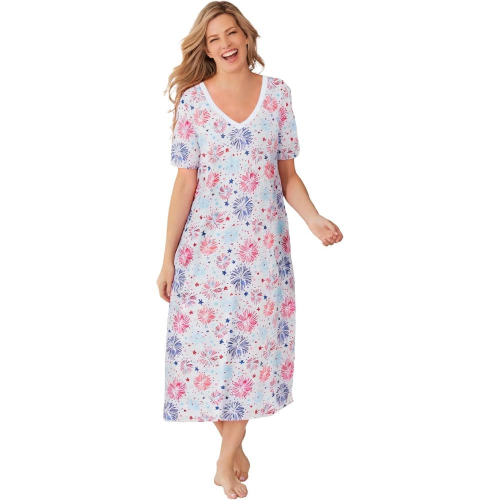 image:imageDreams amp Co Plus Size Long Print SleepshirtMulti American Dreaming