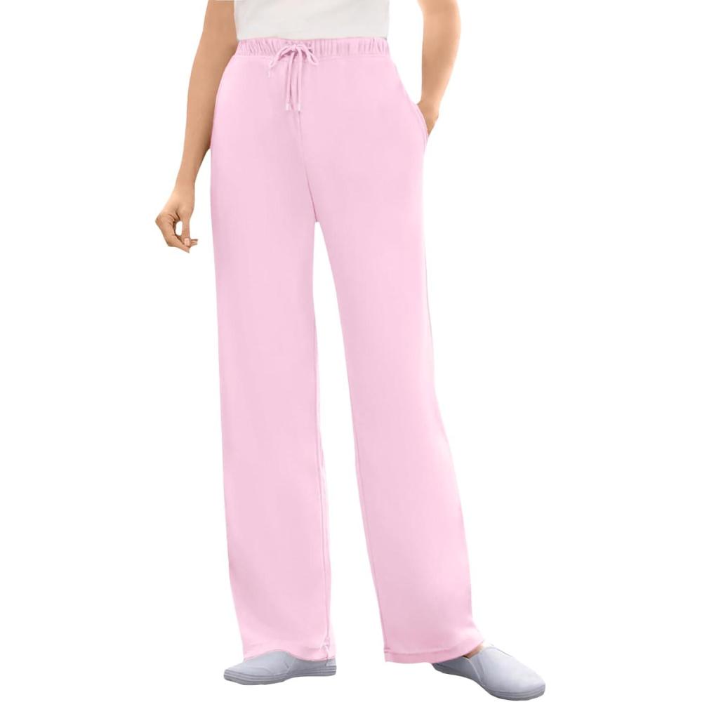 image:imageWoman Within Plus Size Sport Knit StraightLeg PullOn PantsPink