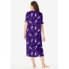 Dreams & Co. Plus Size Long Print Sleepshirt(Plum Burst Cat)