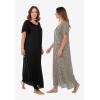 Only Necessities Plus Size 2-Pack Long Silky Gown(Neutral Animal)