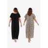 Only Necessities Plus Size 2-Pack Long Silky Gown(Neutral Animal)