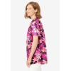 Woman Within Plus Size Pintucked Half-Button Tunic(Black Coral Hibiscus)