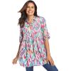 Woman Within Plus Size Rayon Pintucked Effortless Tunic Blouse(Azure Blue)
