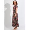 Woman Within Plus Size Short-Sleeve Crinkle Dress(Black Coral Paradise)