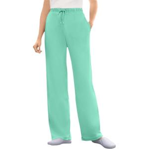 Woman Within Plus Size Sport Knit Straight-Leg Pull-On Pants(Pale Seafoam)