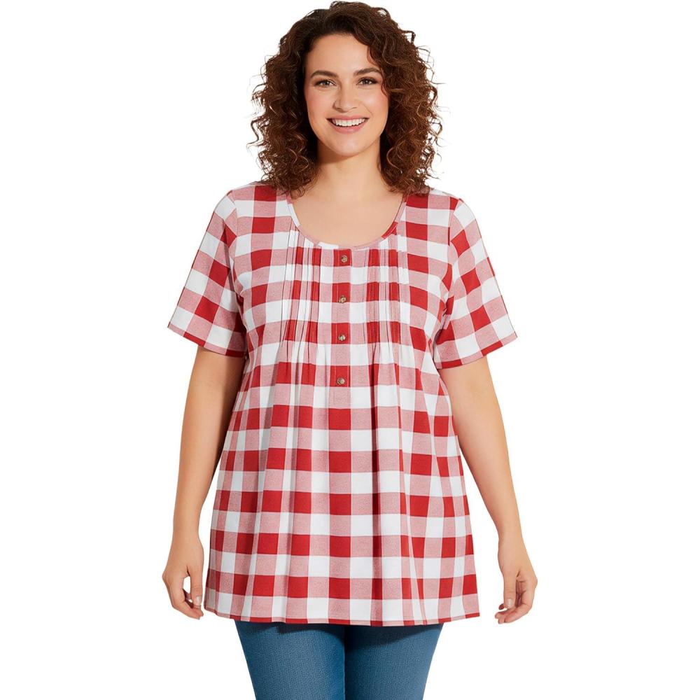 image:imageWoman Within Plus Size ALine Knit TunicClassic Red Buffalo Plaid