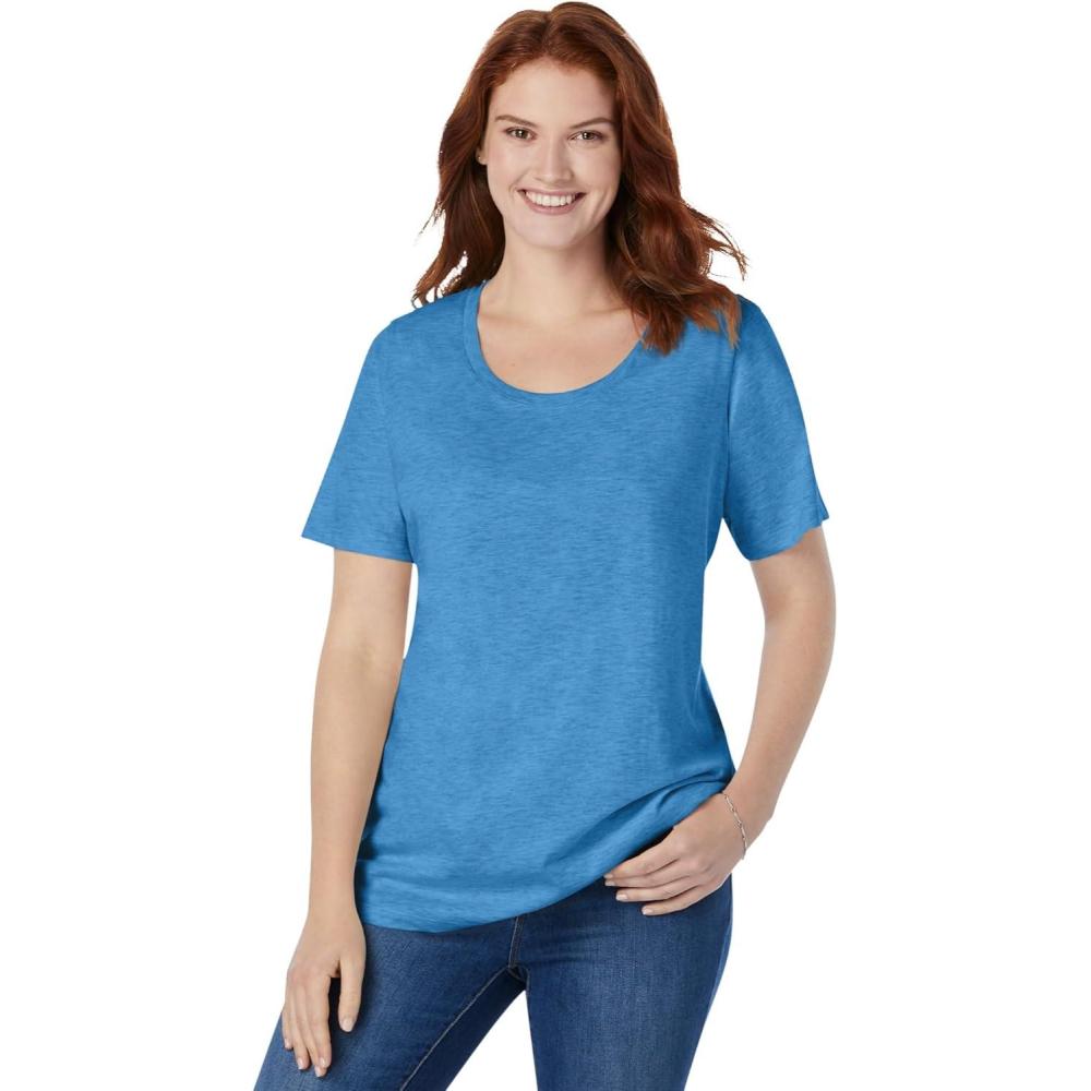 image:imageWoman Within Plus Size Perfect ShortSleeve Scoopneck TeeAzure Blue
