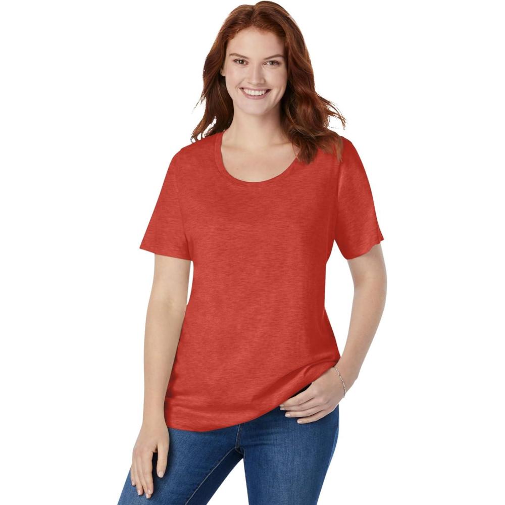 image:imageWoman Within Plus Size Perfect ShortSleeve Scoopneck TeeBurnt Red