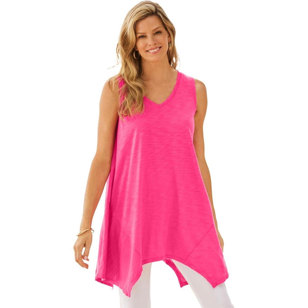 image:imageWoman Within Plus Size Sleeveless Hanky Hem TunicRaspberry Sorbet